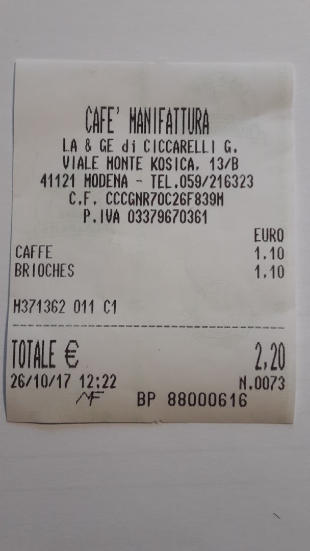 Bar Manifattura, Modena
