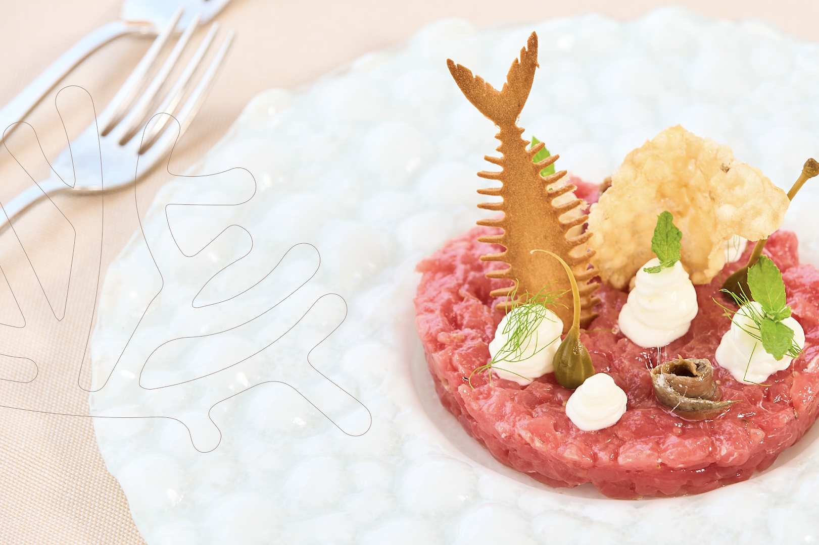 Corallo-cucina sul mare