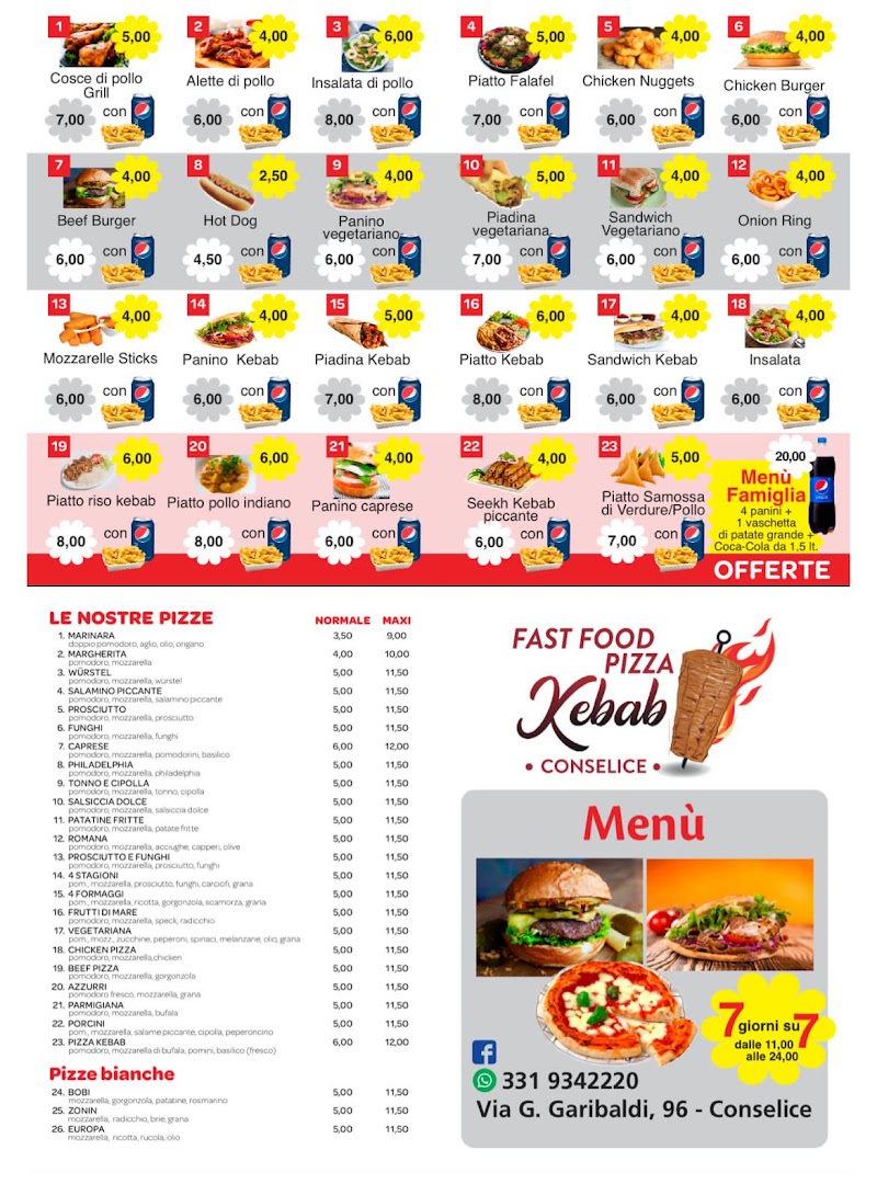 Fast food pizza kebab