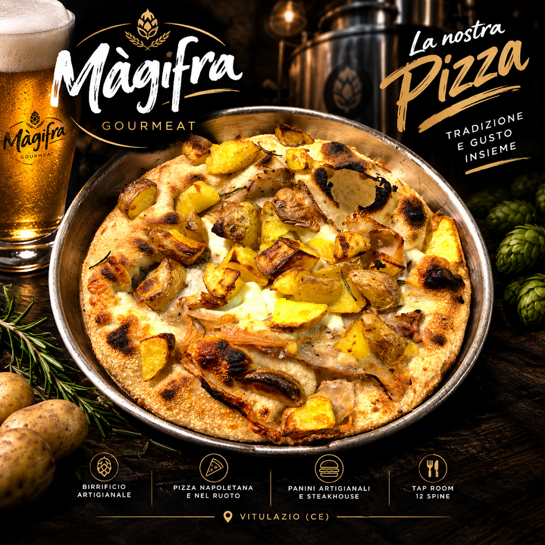 Màgifra Gourmeat Tap-Room, Pizzeria, Braceria, Pub, Ristopub, Gluten Free, Eventi, craft food & drink shop, cibi da asporto