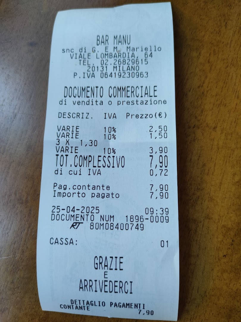 Manu Tavola Fredda Caffe' Ottolina