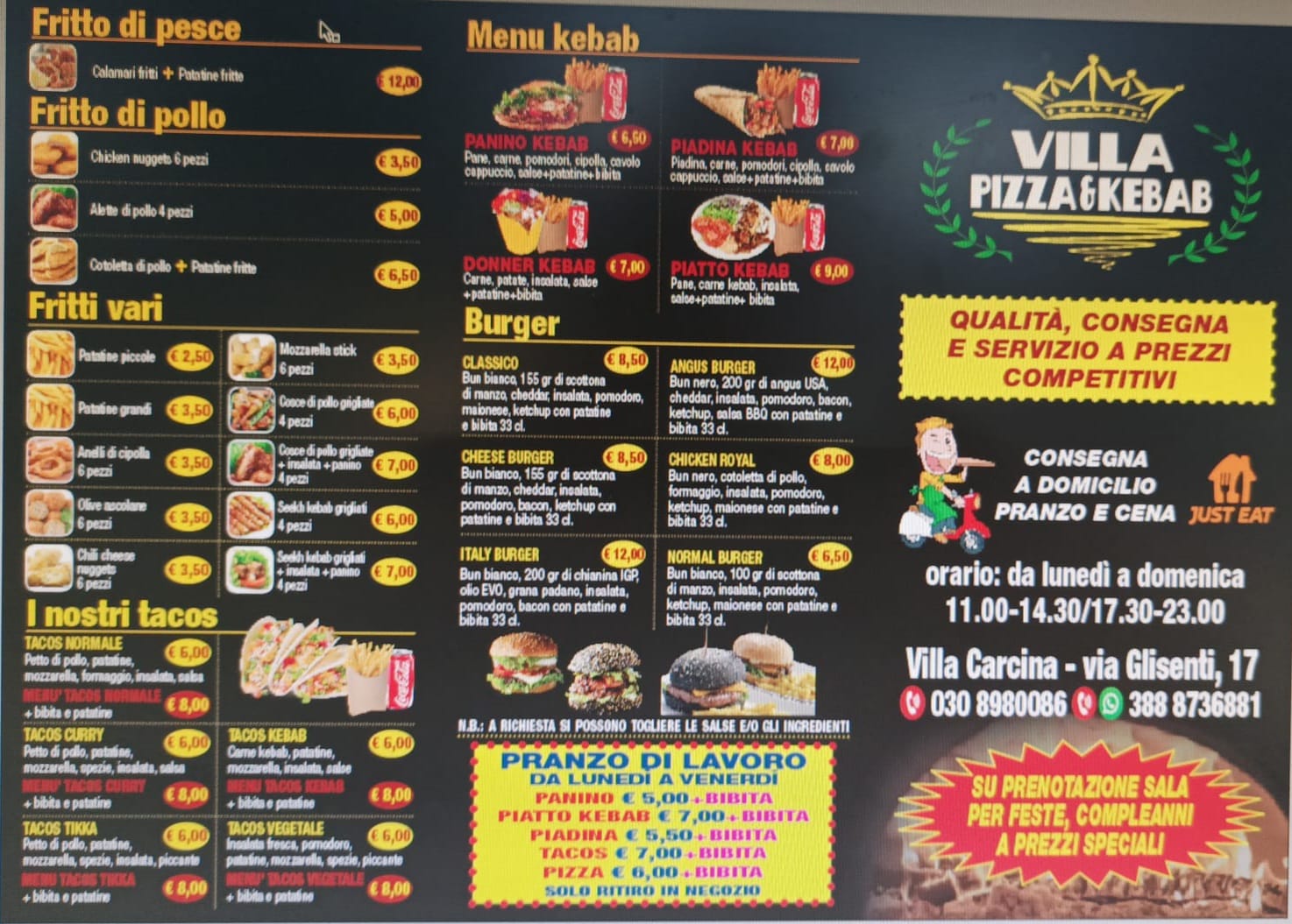Villa pizza & kebab, Villa Carcina
